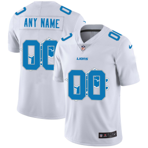 Amazing Detroit Lions Custom White Men's  Team Logo Dual Overlap Limited NFL Jersey