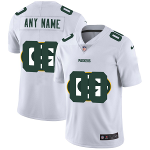 Superb Green Bay Packers Custom White Men's  Team Logo Dual Overlap Limited NFL Jersey