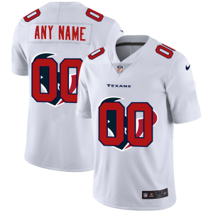 Stunning Houston Texans Custom White Men's  Team Logo Dual Overlap Limited NFL Jersey