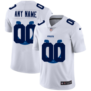 Outstanding Indianapolis Colts Custom White Men's  Team Logo Dual Overlap Limited NFL Jersey