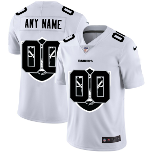 Outstanding Las Vegas Raiders Custom White Men's  Team Logo Dual Overlap Limited NFL Jersey
