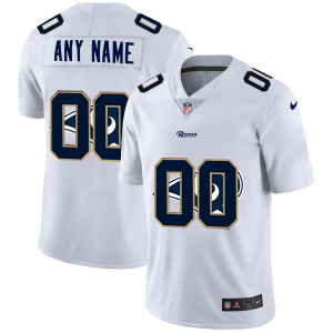 Delightful Los Angeles Rams Custom White Men's  Team Logo Dual Overlap Limited NFL Jersey