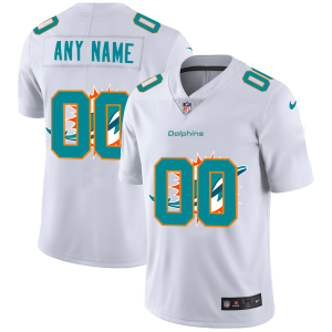 High quality Miami Dolphins Custom White Men's  Team Logo Dual Overlap Limited NFL Jersey
