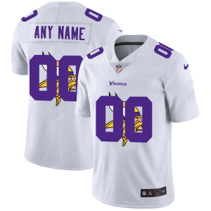 Exceptional Minnesota Vikings Custom White Men's  Team Logo Dual Overlap Limited NFL Jersey