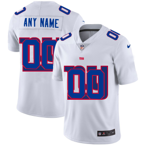 Exceptional New York Giants Custom White Men's  Team Logo Dual Overlap Limited NFL Jersey
