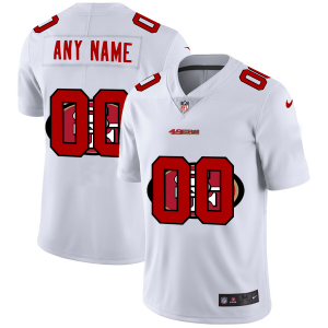 Fantastic San Francisco 49ers Custom White Men's  Team Logo Dual Overlap Limited NFL Jersey