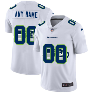 Fantastic Seattle Seahawks Custom White Men's  Team Logo Dual Overlap Limited NFL Jersey