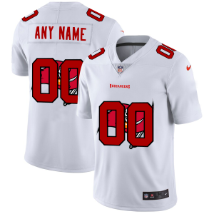Outstanding Tampa Bay Buccaneers Custom White Men's  Team Logo Dual Overlap Limited NFL Jersey
