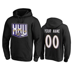 Outstanding Baltimore Ravens Custom Men's Black Team 25th Season Pullover Hoodie
