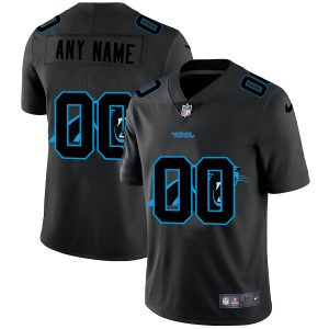Fantastic Carolina Panthers Custom Men's  Team Logo Dual Overlap Limited NFL Jersey Black