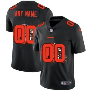 Exceptional Cleveland Browns Custom Men's  Team Logo Dual Overlap Limited NFL Jersey Black