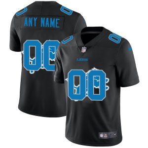 Delightful Detroit Lions Custom Men's  Team Logo Dual Overlap Limited NFL Jersey Black