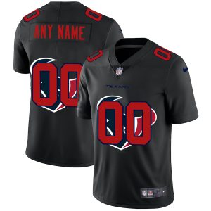 Stunning Houston Texans Custom Men's  Team Logo Dual Overlap Limited NFL Jersey Black