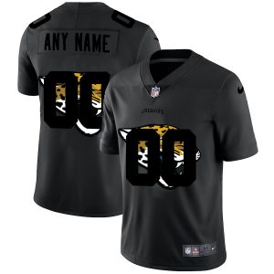 Stunning Jacksonville Jaguars Custom Men's  Team Logo Dual Overlap Limited NFL Jersey Black