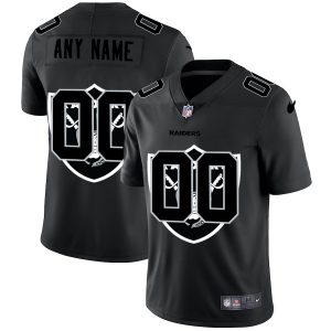 High quality Las Vegas Raiders Custom Men's  Team Logo Dual Overlap Limited NFL Jersey Black