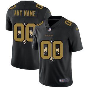 Delightful New Orleans Saints Custom Men's  Team Logo Dual Overlap Limited NFL Jersey Black