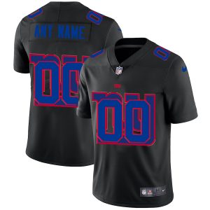 Delightful New York Giants Custom Men's  Team Logo Dual Overlap Limited NFL Jersey Black