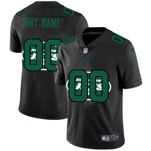 Amazing New York Jets Custom Men's  Team Logo Dual Overlap Limited NFL Jersey Black