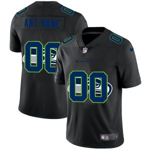Premium Seattle Seahawks Custom Men's  Team Logo Dual Overlap Limited NFL Jersey Black