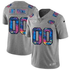 Delightful San Francisco 49ers Custom Men's  Multi-Color 2020 NFL Crucial Catch Vapor Untouchable Limited Jersey Greyheather
