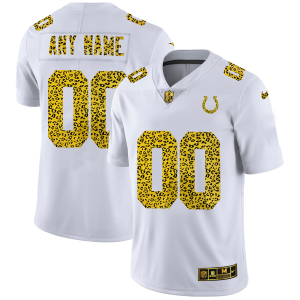 Delightful Indianapolis Colts Custom Men's  Flocked Leopard Print Vapor Limited NFL Jersey White
