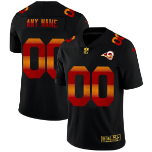 Superb Los Angeles Rams Custom Men's Black  Red Orange Stripe Vapor Limited NFL Jersey