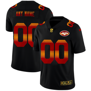 Top notch New York Jets Custom Men's Black  Red Orange Stripe Vapor Limited NFL Jersey