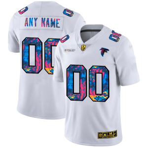 Exceptional Atlanta Falcons Custom Men's White  Multi-Color 2020 NFL Crucial Catch Limited NFL Jersey