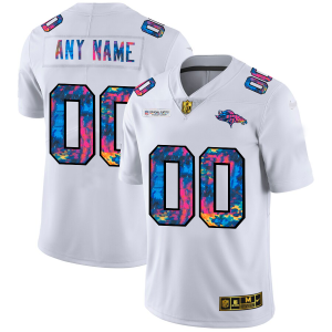 Top notch Denver Broncos Custom Men's White  Multi-Color 2020 NFL Crucial Catch Limited NFL Jersey