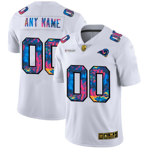 Outstanding Los Angeles Rams Custom Men's White  Multi-Color 2020 NFL Crucial Catch Limited NFL Jersey