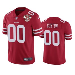 Top notch 49ers Custom Red Men's 75th Anniversary Stitched NFL Vapor Untouchable Limited Jersey