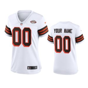 Exceptional Women's Browns Custom  1946 Collection Alternate Game Limited NFL Jersey - White