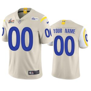 Stunning Los Angeles Rams Custom Super Bowl LVI Patch  Vapor Limited NFL Jersey - Bone