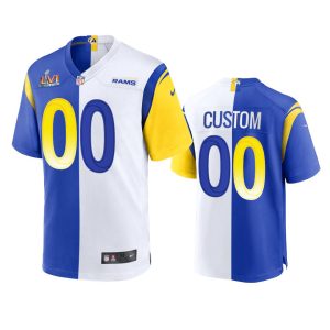 Delightful Los Angeles Rams Custom Super Bowl LVI Patch  Royal White Split Game NFL Limited Jersey
