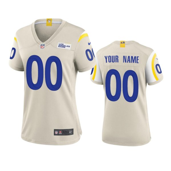 Superb Los Angeles Rams Custom Women's  Game NFL Jersey - Bone