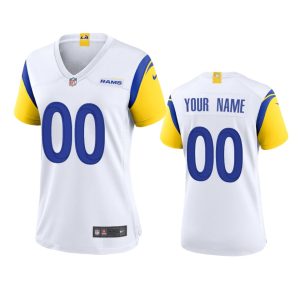 Amazing Los Angeles Rams Custom Women's  Alternate Game NFL Jersey - White
