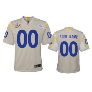 Fantastic Los Angeles Rams Custom Youth Super Bowl LVI Patch  Game NFL Jersey - Bone