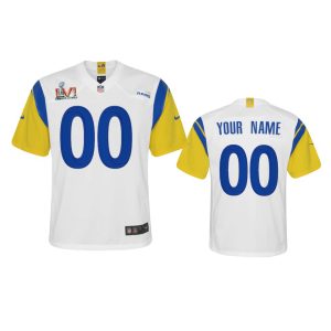 Superb Los Angeles Rams Custom Youth Super Bowl LVI Patch  Alternate Game NFL Jersey - White