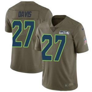 Fantastic Seahawks #27 Mike Davis Olive Men's Stitched NFL Limited 2017 Salute to Service Jersey