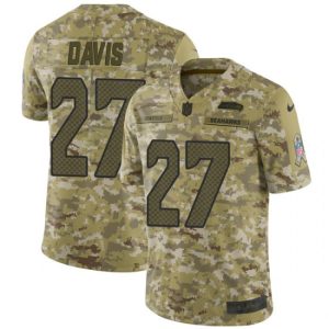 Outstanding Seahawks #27 Mike Davis Camo Men's Stitched NFL Limited 2018 Salute To Service Jersey