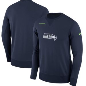 High quality Men's Seattle Seahawks Navy Sideline Team Logo Performance Sweatshirt