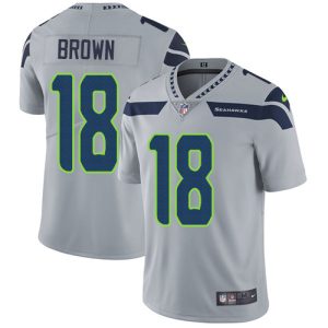 Outstanding Seahawks #18 Jaron Brown Grey Alternate Men's Stitched NFL Vapor Untouchable Limited Jersey