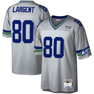 Stunning Seattle Seahawks #80 Steve Largent Mitchell & Ness NFL 100 Retired Player Platinum Jersey