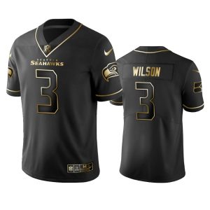 Delightful Seahawks #3 Russell Wilson Men's Stitched NFL Vapor Untouchable Limited Black Golden Jersey