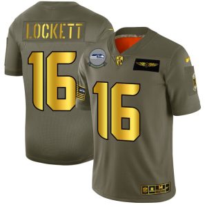 Amazing Seattle Seahawks #16 Tyler Lockett NFL Men's Olive Gold 2019 Salute to Service Limited Jersey