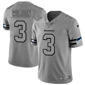 Outstanding Seattle Seahawks #3 Russell Wilson Men's Gray Gridiron II Vapor Untouchable Limited NFL Jersey