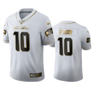 High quality Seattle Seahawks #10 Josh Gordon Men's White Golden Edition Vapor Limited NFL 100 Jersey