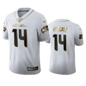 Amazing Seattle Seahawks #14 DK Metcalf Men's White Golden Edition Vapor Limited NFL 100 Jersey