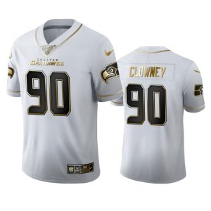 Outstanding Seattle Seahawks #90 Jadeveon Clowney Men's White Golden Edition Vapor Limited NFL 100 Jersey