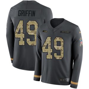 Delightful Seahawks #49 Shaquem Griffin Anthracite Salute to Service Men's Stitched NFL Limited Therma Long Sleeve Jersey